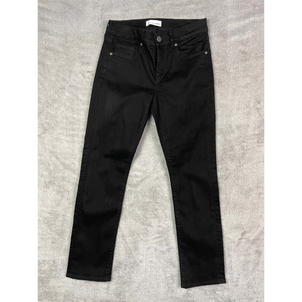 LOFT Ann Taylor Modern Straight Pants Womens 6/28P Black Stretch Cotton Blend